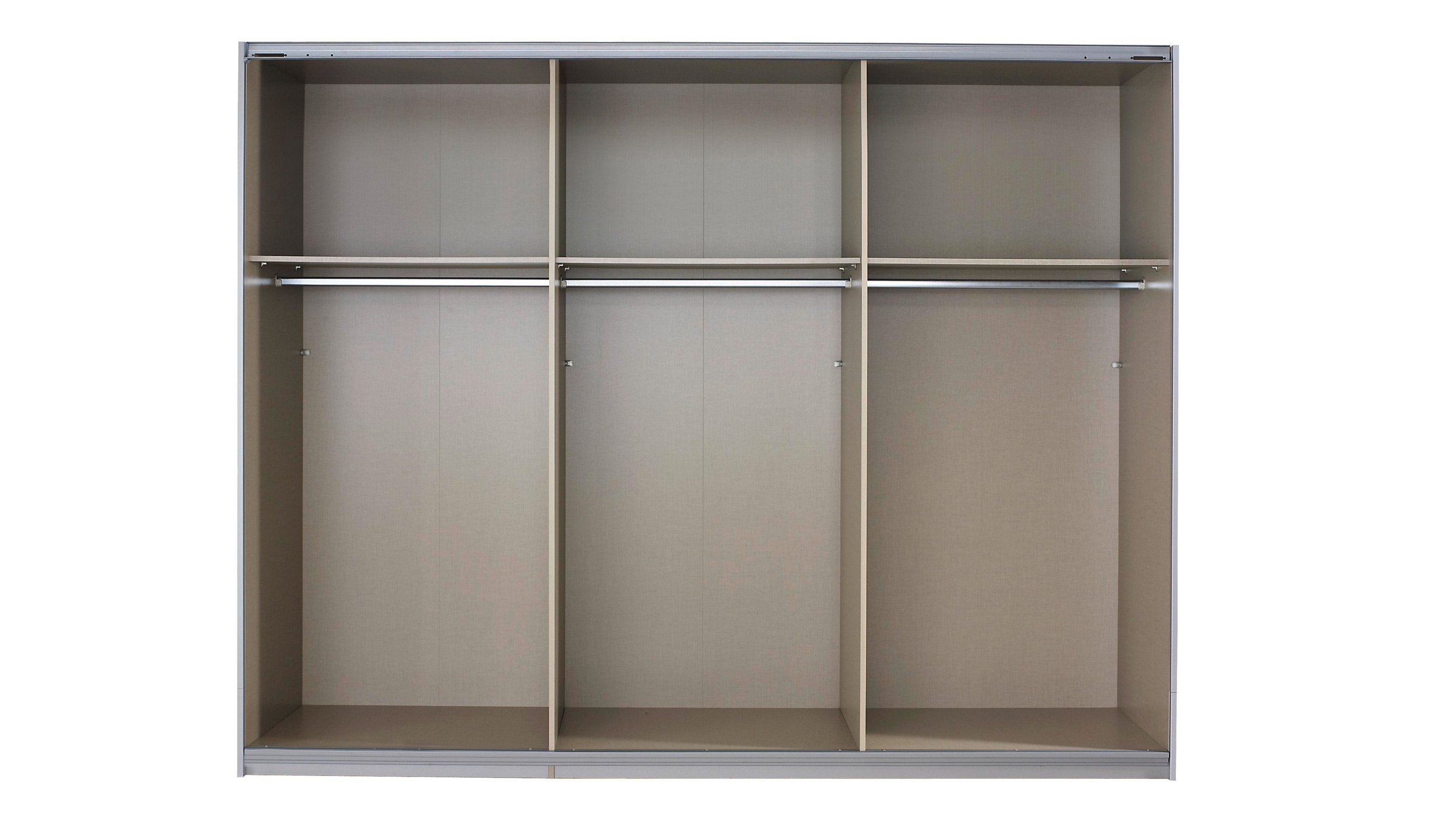 Schwebetürenschrank weiß 271 cm Spiegel - BASIC VARIANTE - KULMBACH