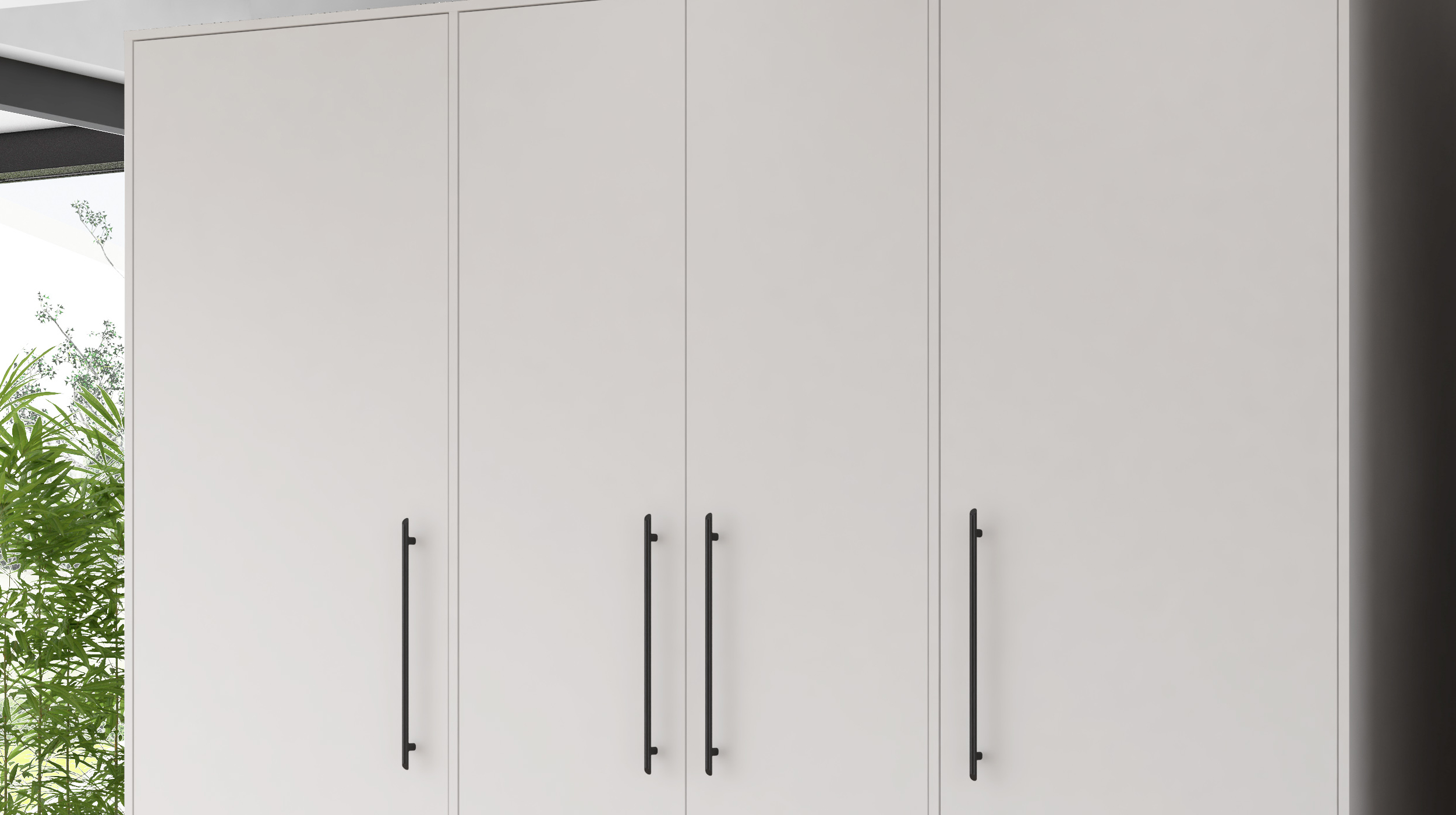 Kleiderschrank weiß - 206 cm - 4 Türen - MOKKARIS