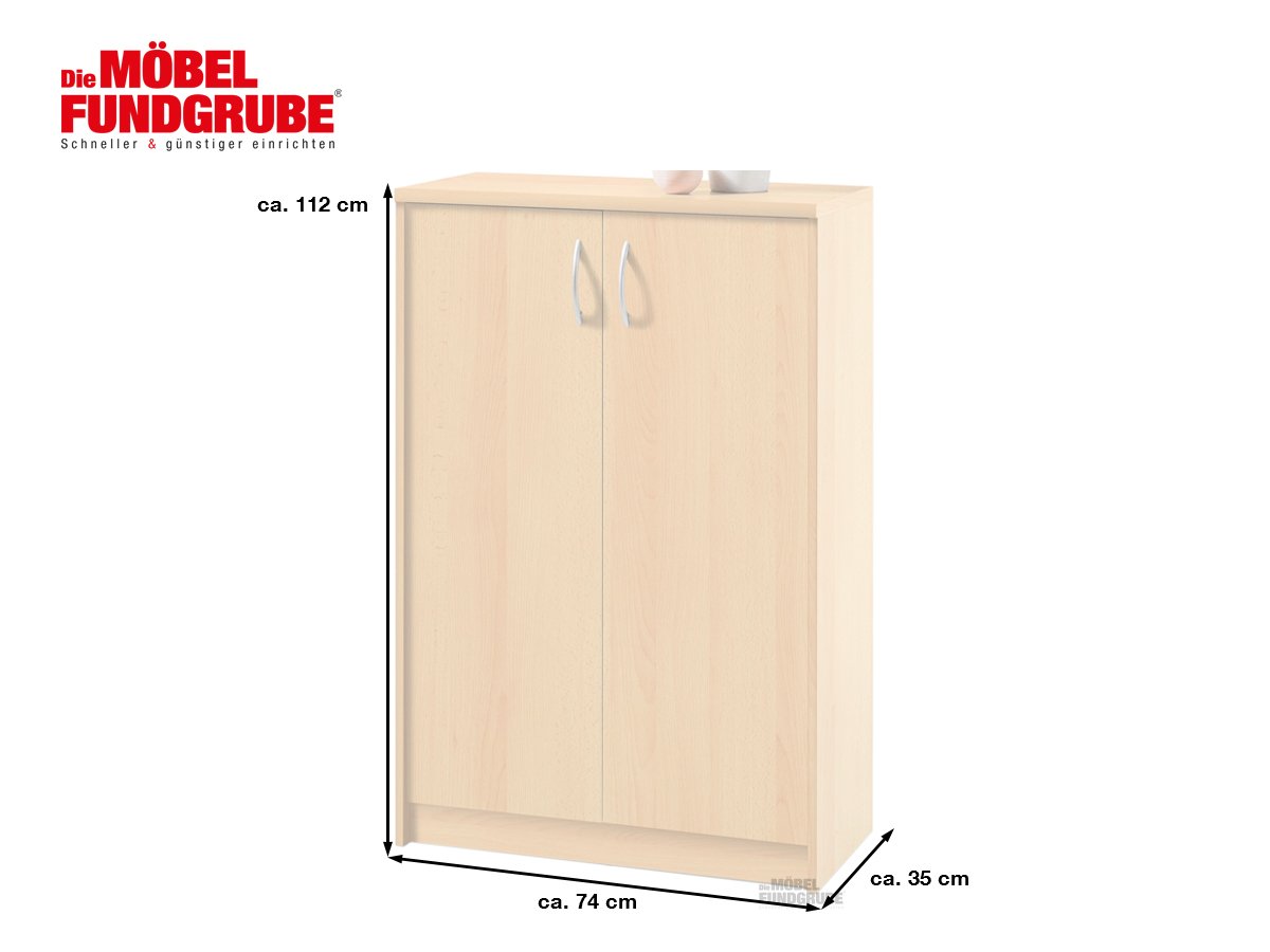 Kommode mit 2 Türen Buche 74 cm - OPTIMUS