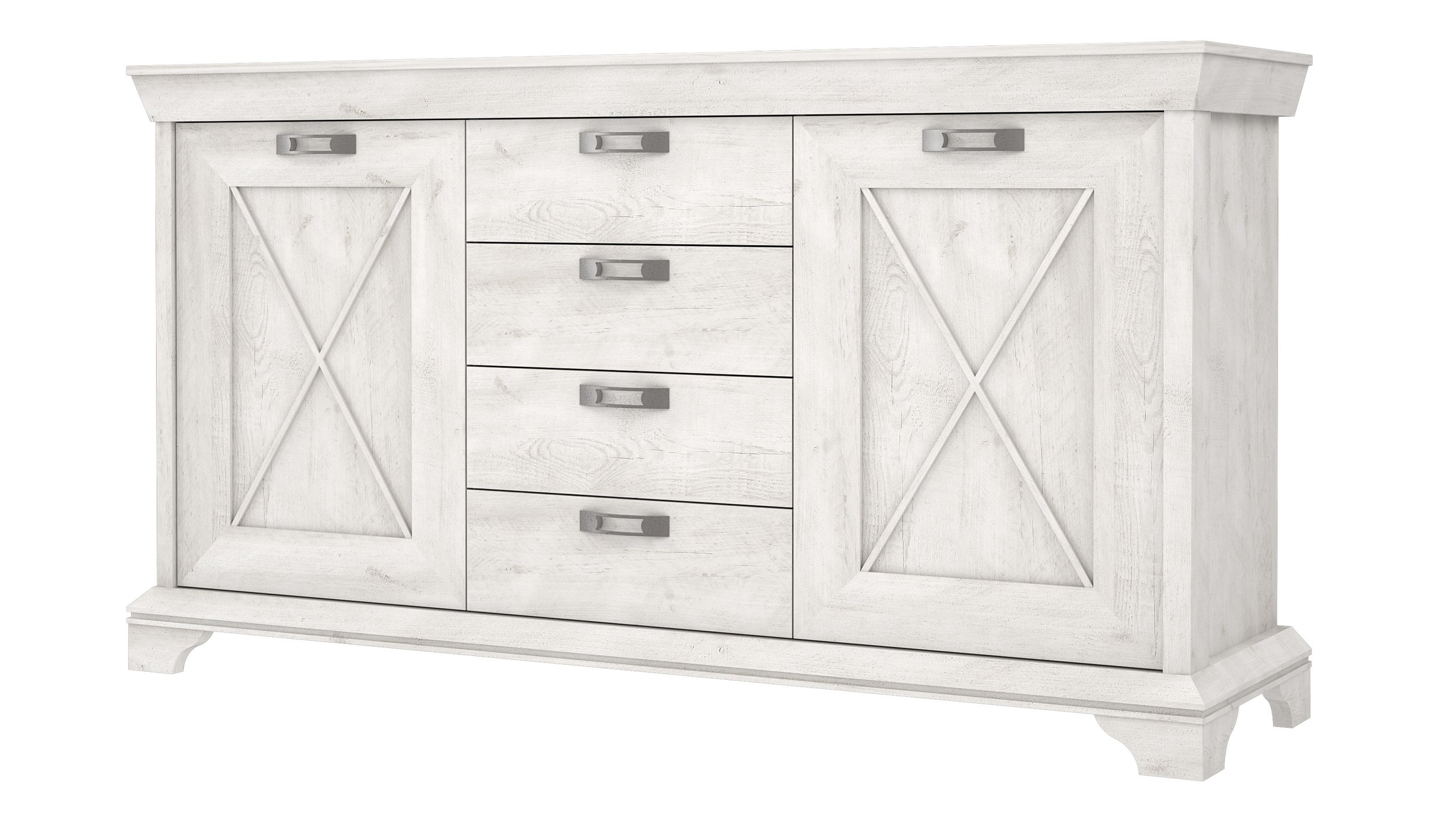 Sideboard mit 4 Schubladen Pinie weiß 178 cm - KASHMIR