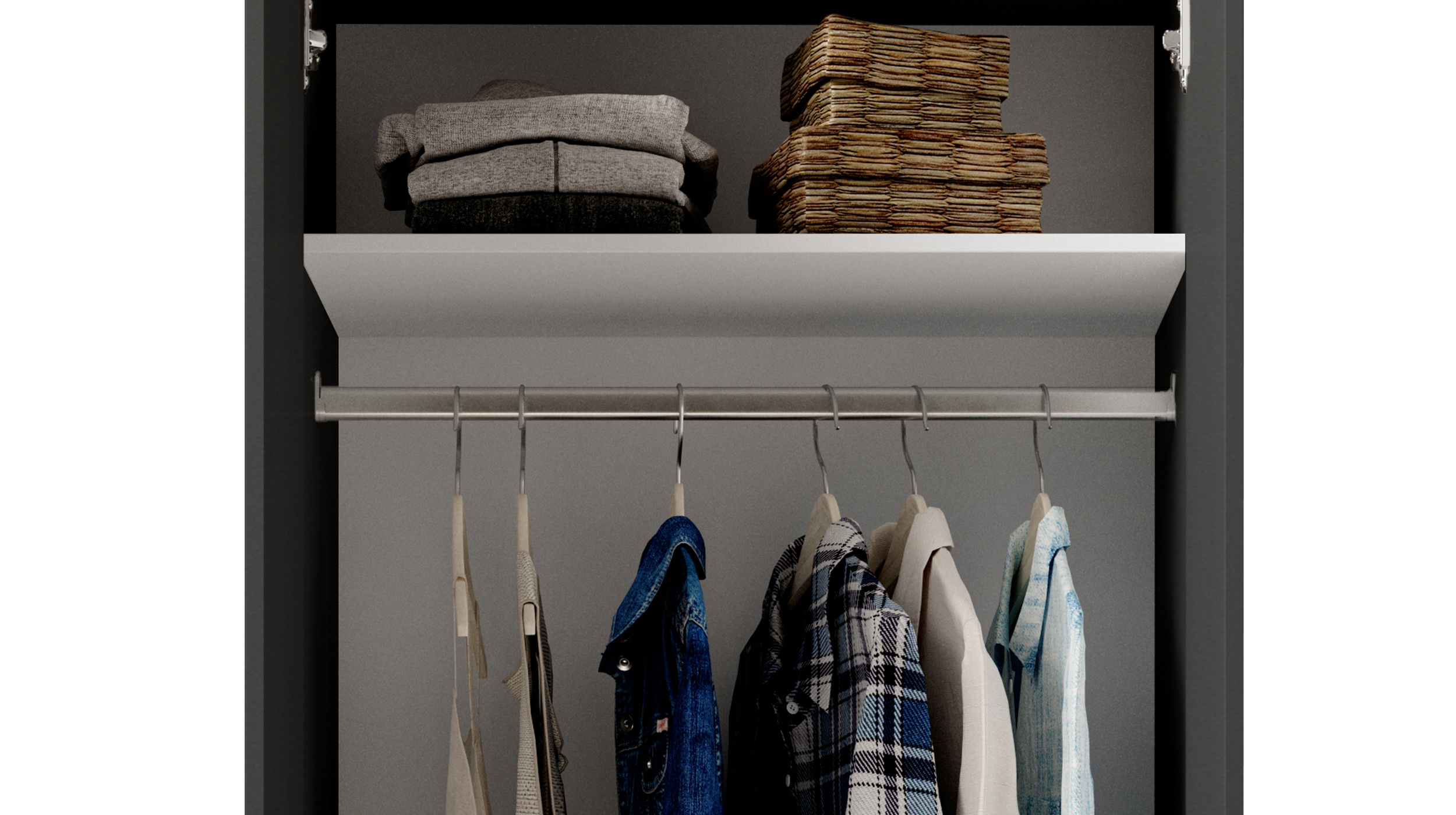Kleiderschrank graphit - 80 cm - 2-türig - BASE