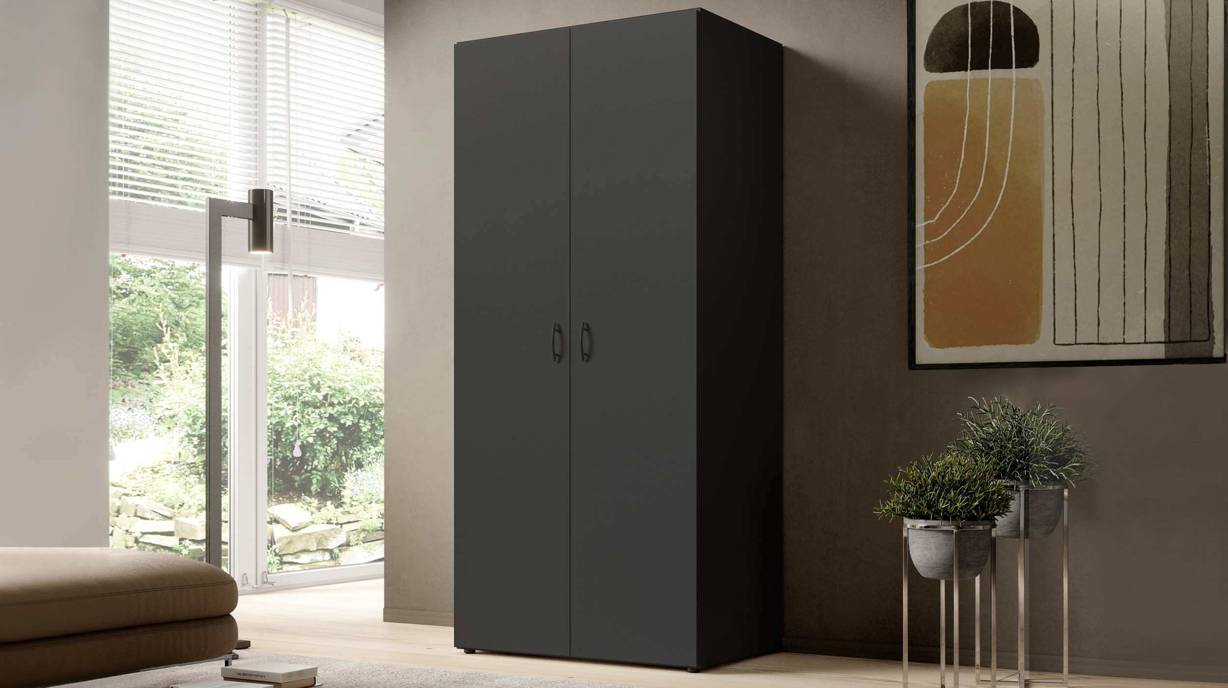 Kleiderschrank graphit - 80 cm - 2-türig - BASE