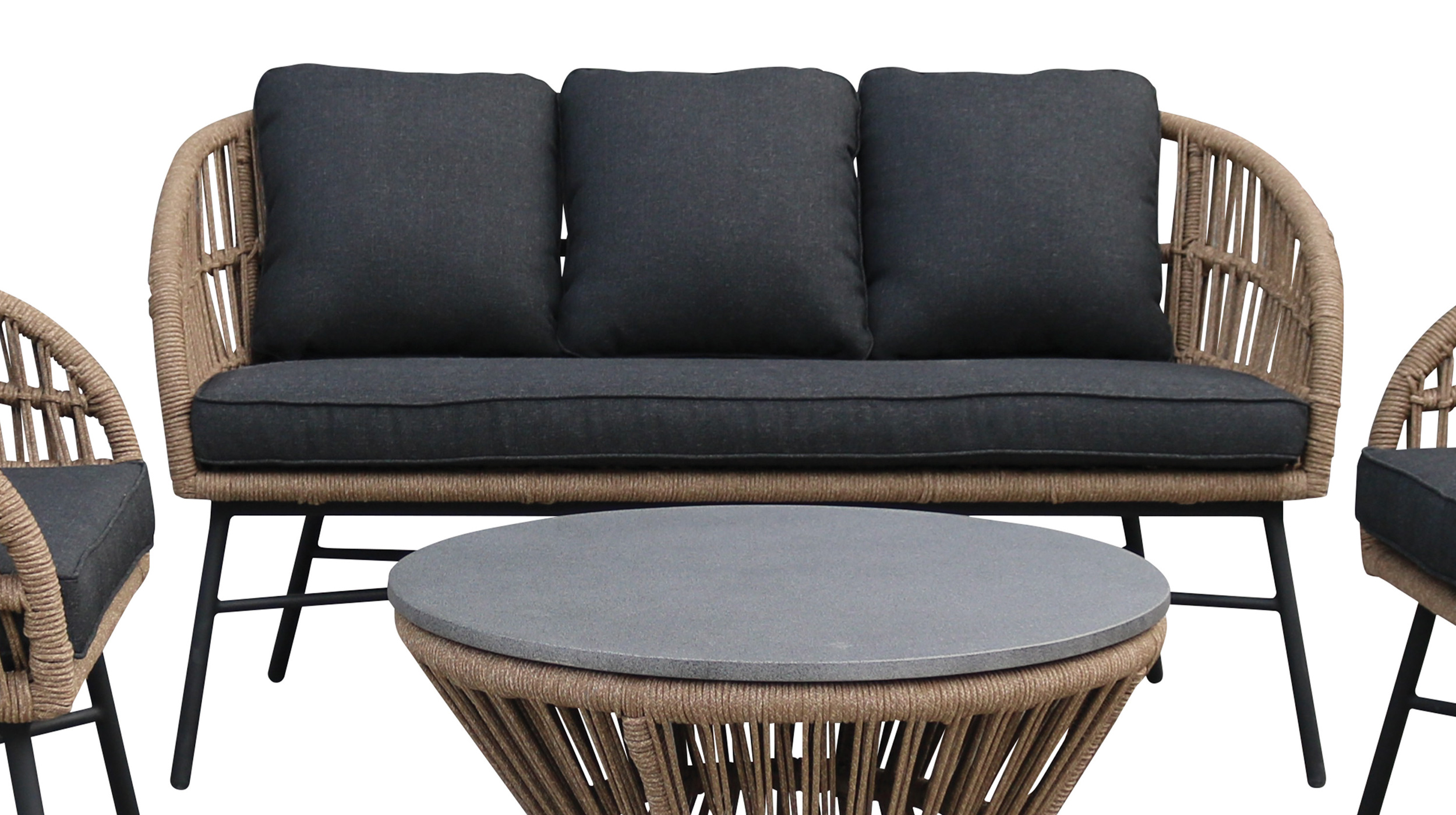 Ropegeflecht Gartenmöbel Set 4-teilig Tisch 70 x 40 cm - LUNO