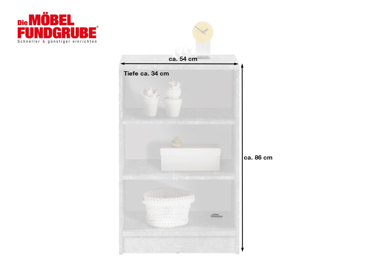 Bücherregal Standregal Betonoptik - weiß 54 x 86 cm - 2 Einlegeböden - OPTIMUS